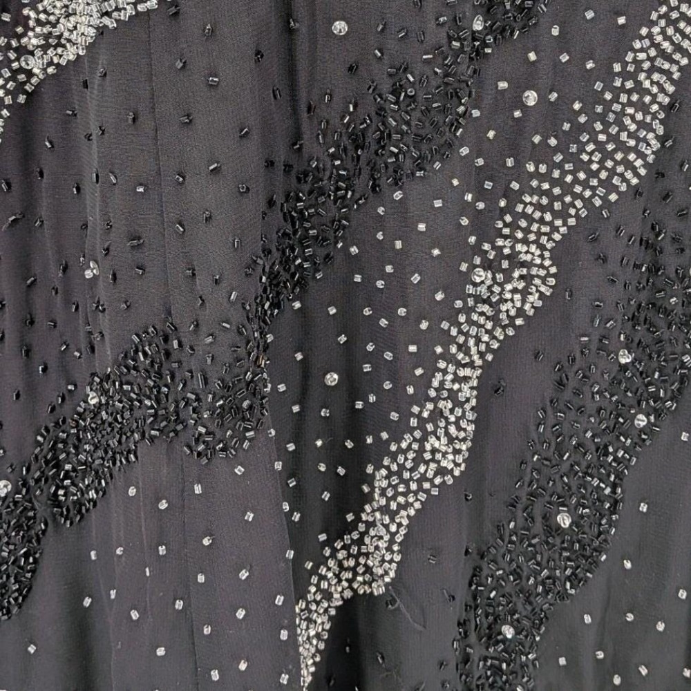 Prom Whimsigoth Y2K Black Halter Silver Sunburst 90s Beads Sequin 20 Long Dress - Picture 8 of 16